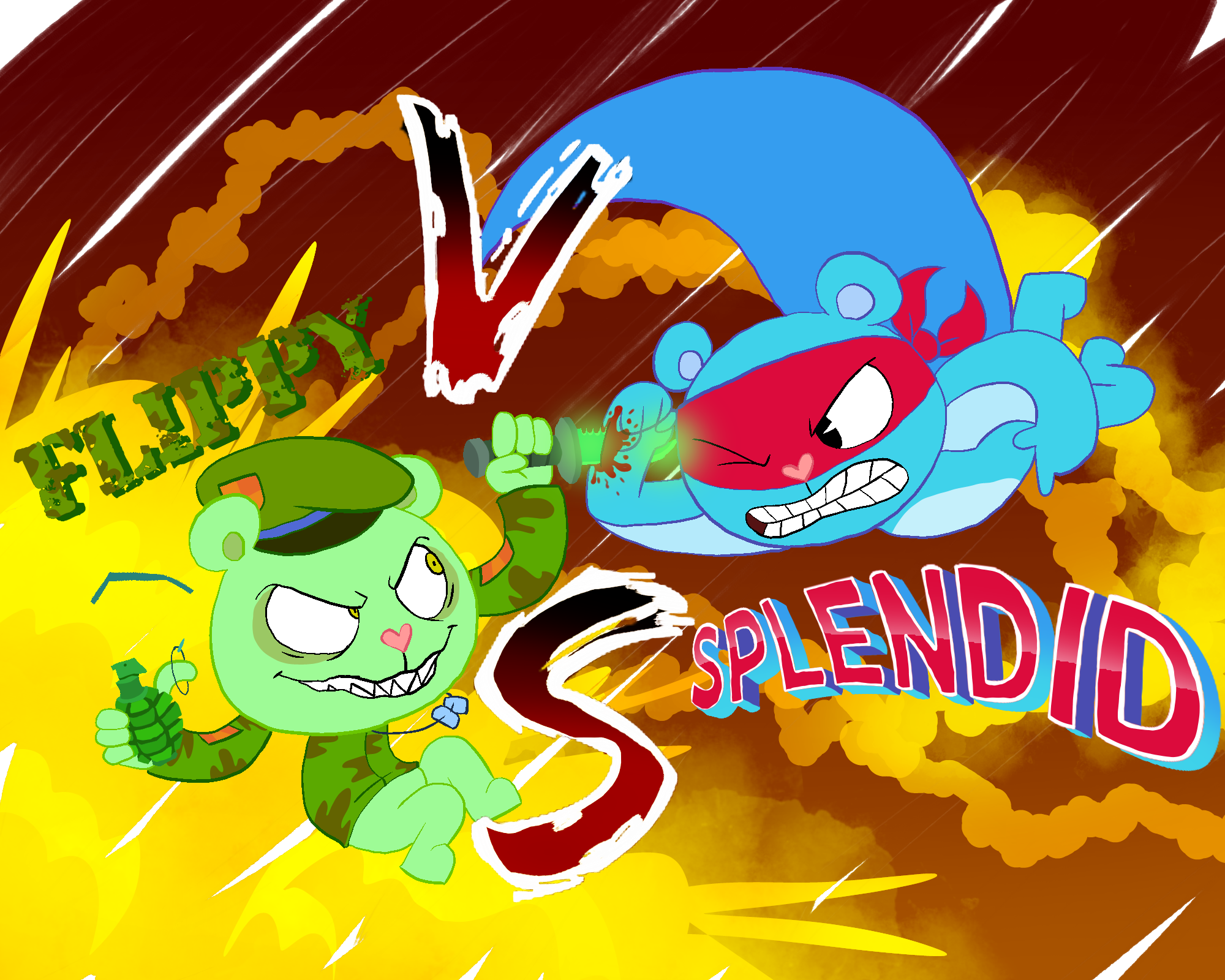Happy Tree Friends: Flippy vs Splendid by TigerMcFlurry on DeviantArt