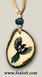 Magpie Tagua Totem Pendant