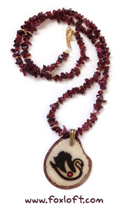 Gemstone Swan Tagua Totem Pendant