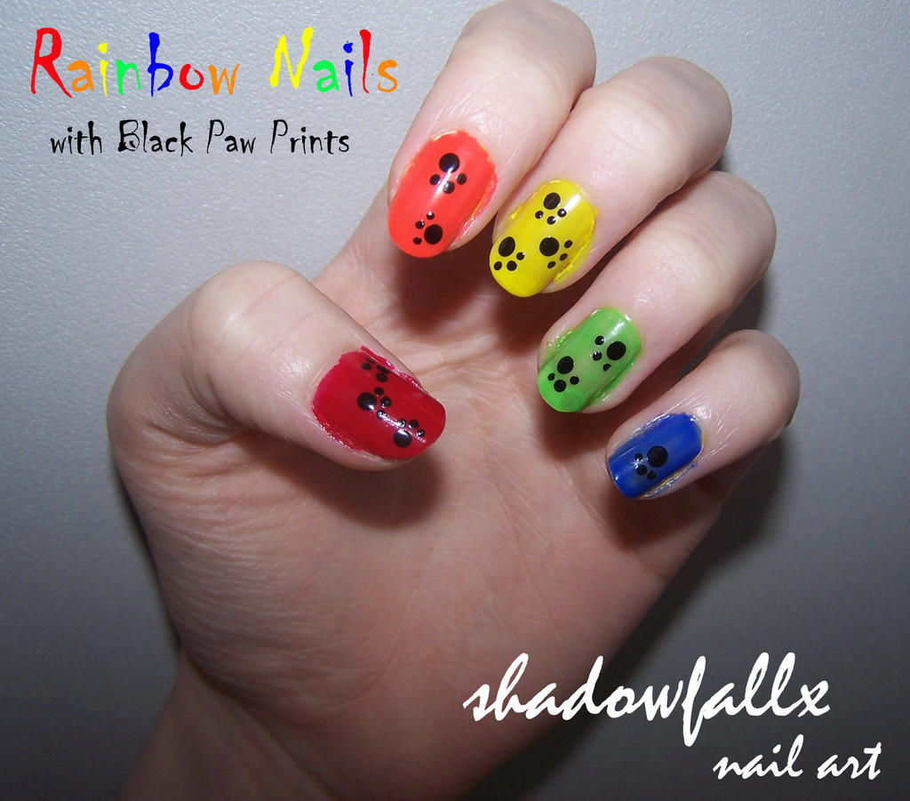 Rainbow Paw Print Nails By Shadowfallx On DeviantArt