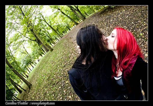 kiss in the woods