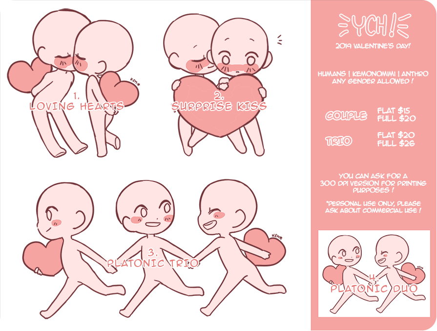 Cute Couple Base Drawing Ych canvasily