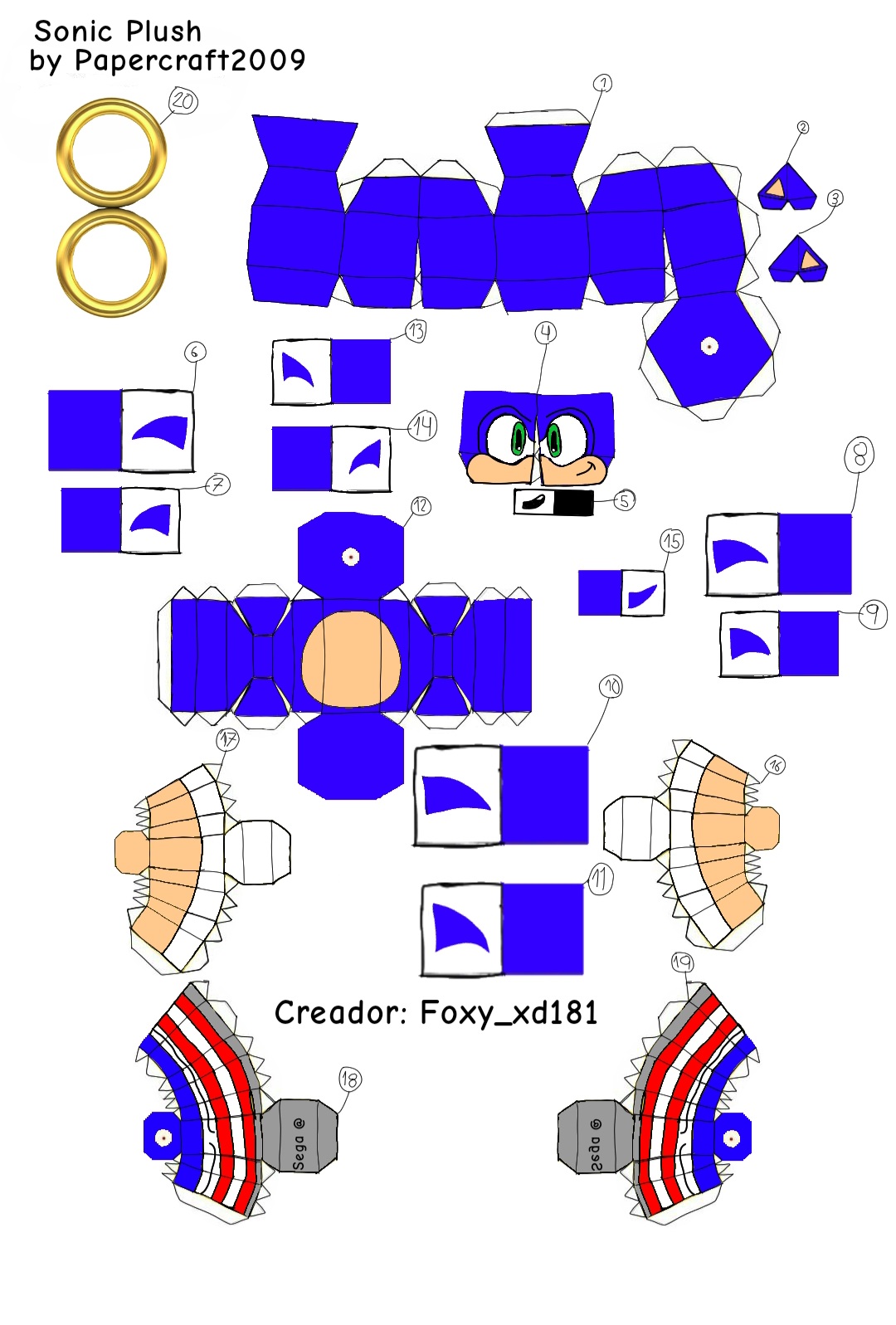 Papercraft Plush Sonic by Papercraft2009 on DeviantArt