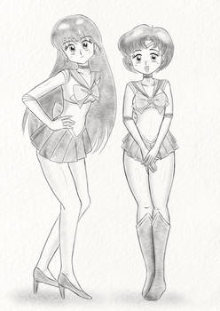 Sailor Mars and Sailor Mercury Sketch