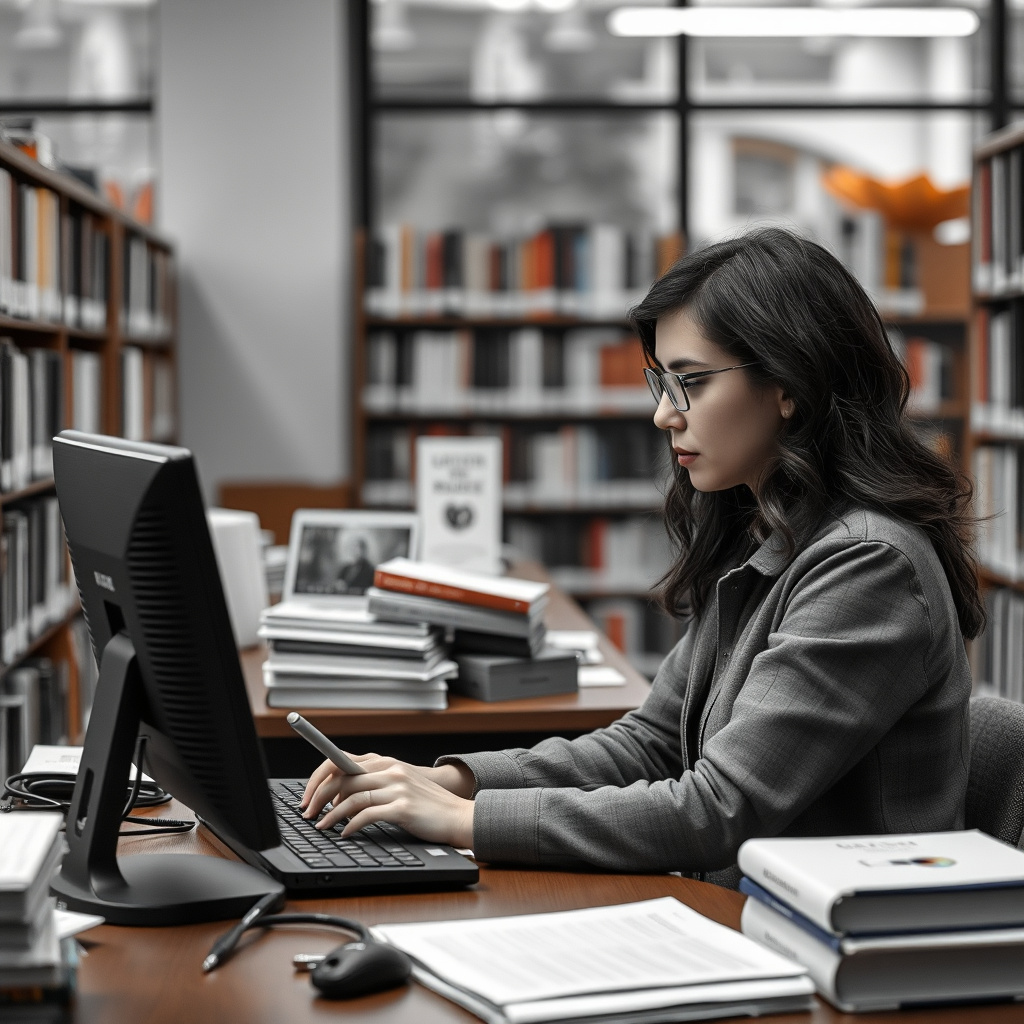 Librarian Using Computer Librarian Working at a Desk (2) by Freya2026 on DeviantArt