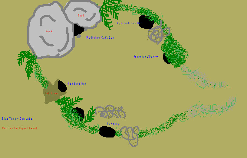 Shadow Rim Ranch Camp Map ShadowClan Camp by OblivionBells on DeviantArt