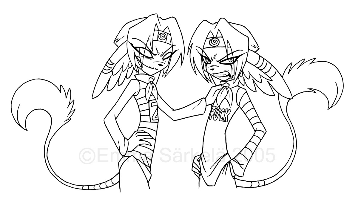 Eff and D-Boy -lineart-