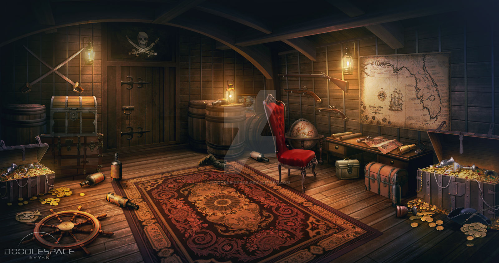 Pirate's Rinmaru | Background Illustration Artwork by doodle-space on ...