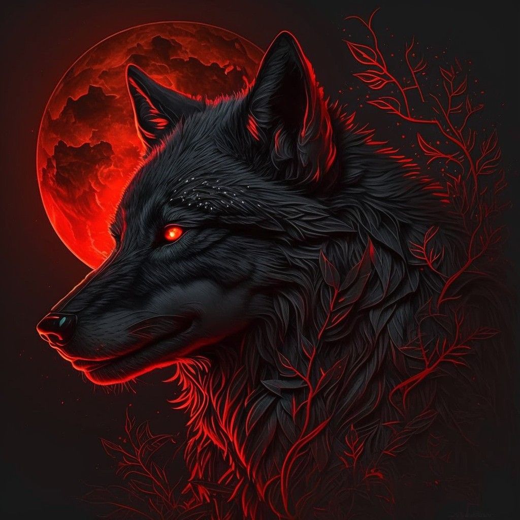 Scarlet Wolf (Ultima Wolf) At the blood moon by TheGoddessofJustice on