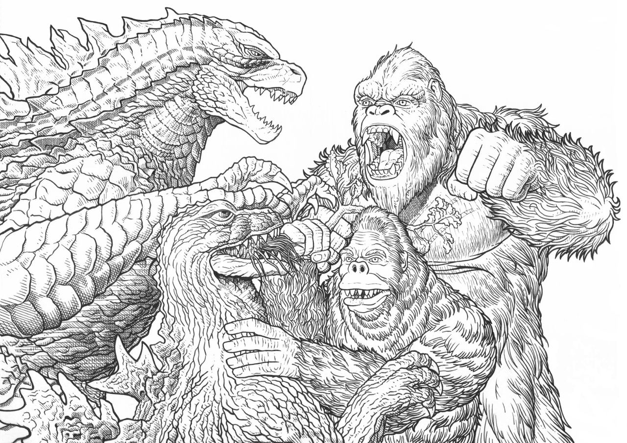 Godzilla vs King Kong Evolution (Line Art) by AmirKameron on DeviantArt