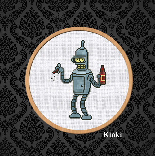 Bender from Futurama Cross Stitch Patterns PDF