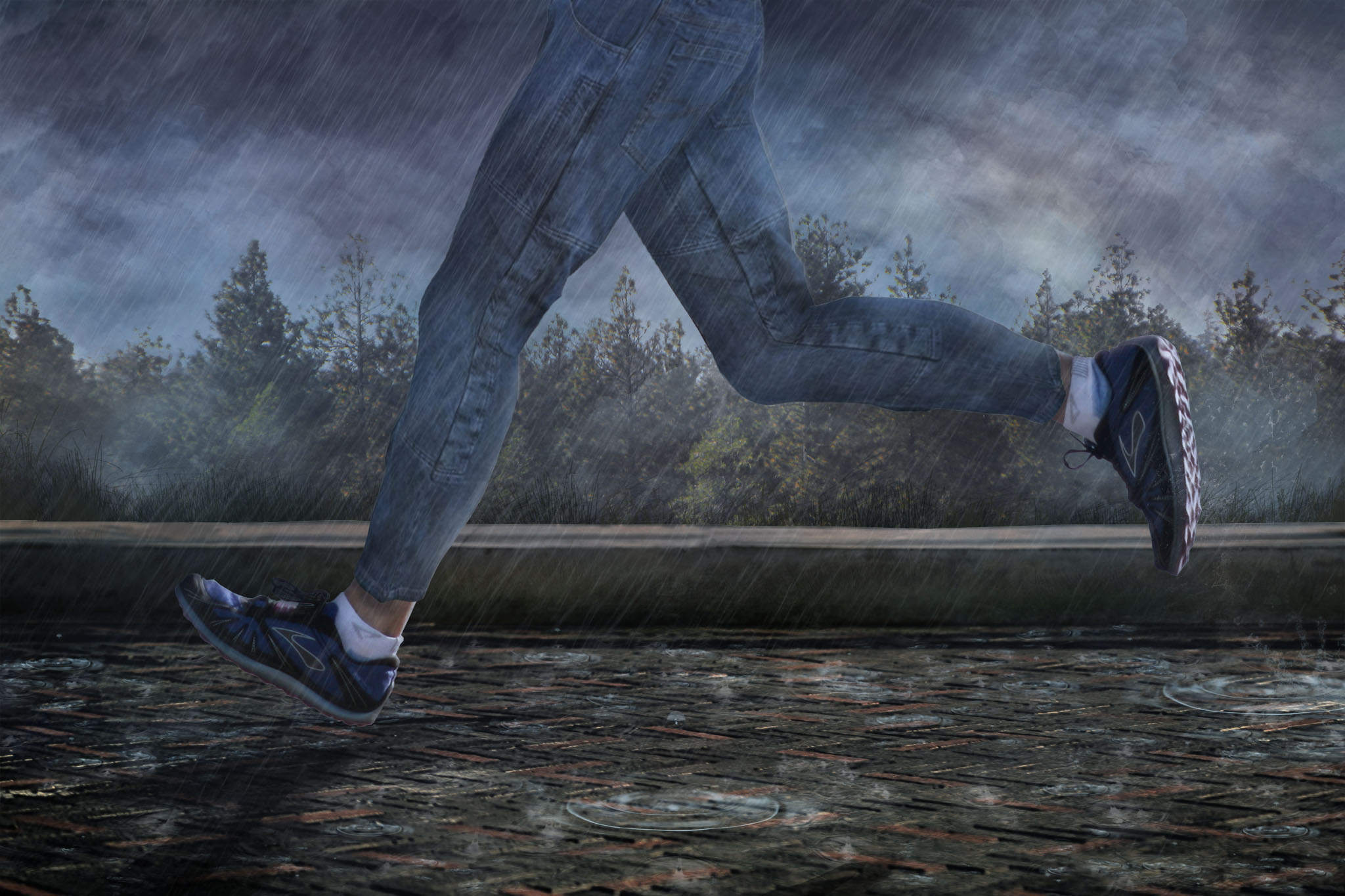 Running from a Rainstorm by BenGrunder