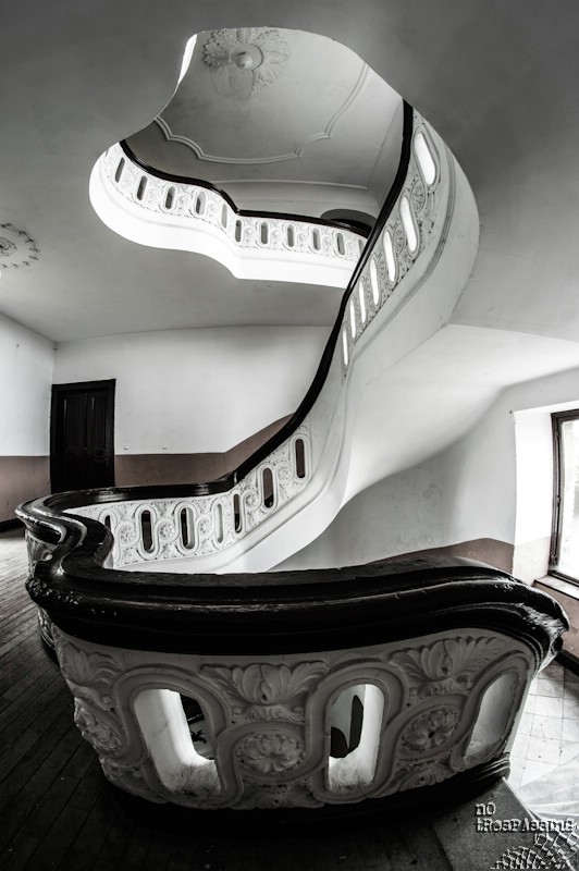 Staircase of brown and white