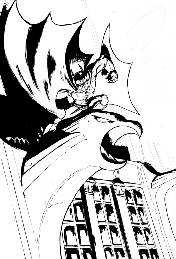 Batman on a gargoyle