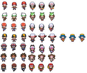 All Pokemon Hero's and Heroines sprites BW by emomage101 on DeviantArt