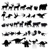 Silhouettes of cartoon animals