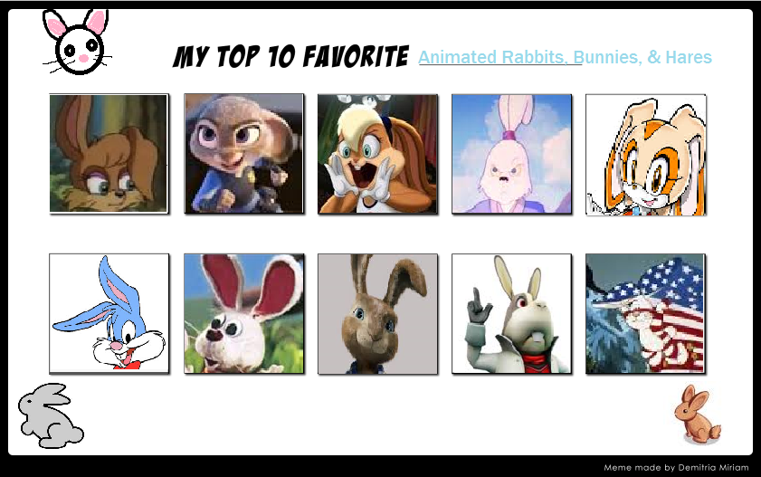 Mewmewspike's Top Ten Animated Rabbits by mewmewspike on DeviantArt