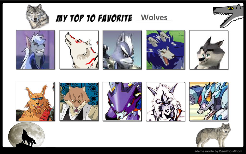 mewmewspike's Top 10 Wolves by mewmewspike on DeviantArt