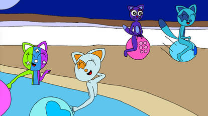 Learning cats pool party