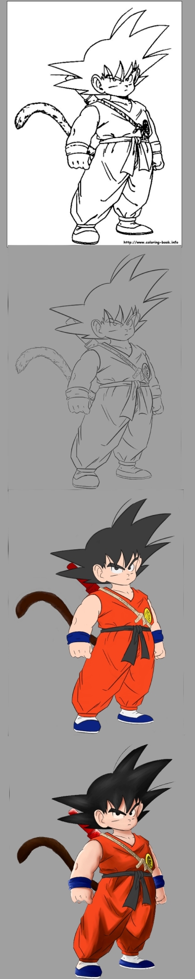 Kid Goku Step-by-Step With Air Brush Tool