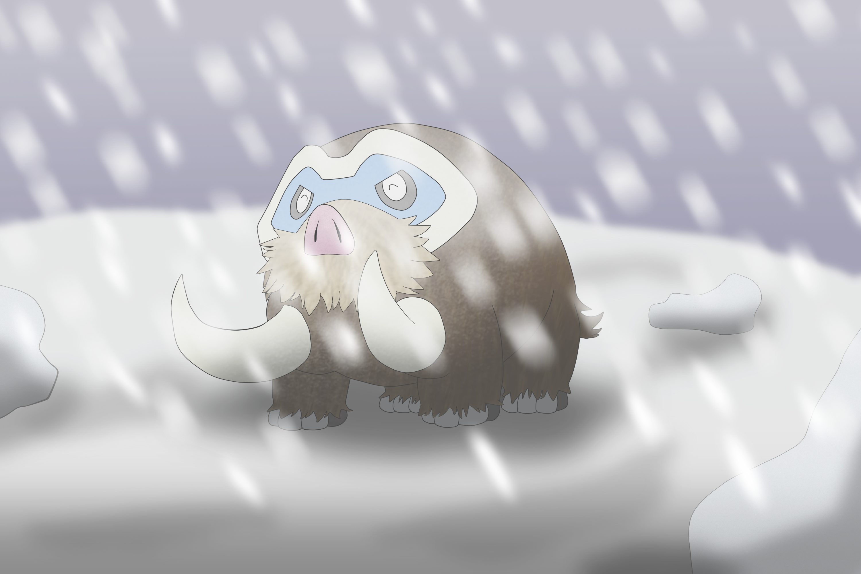 Commission 3/6: Mamoswine happy in the snow