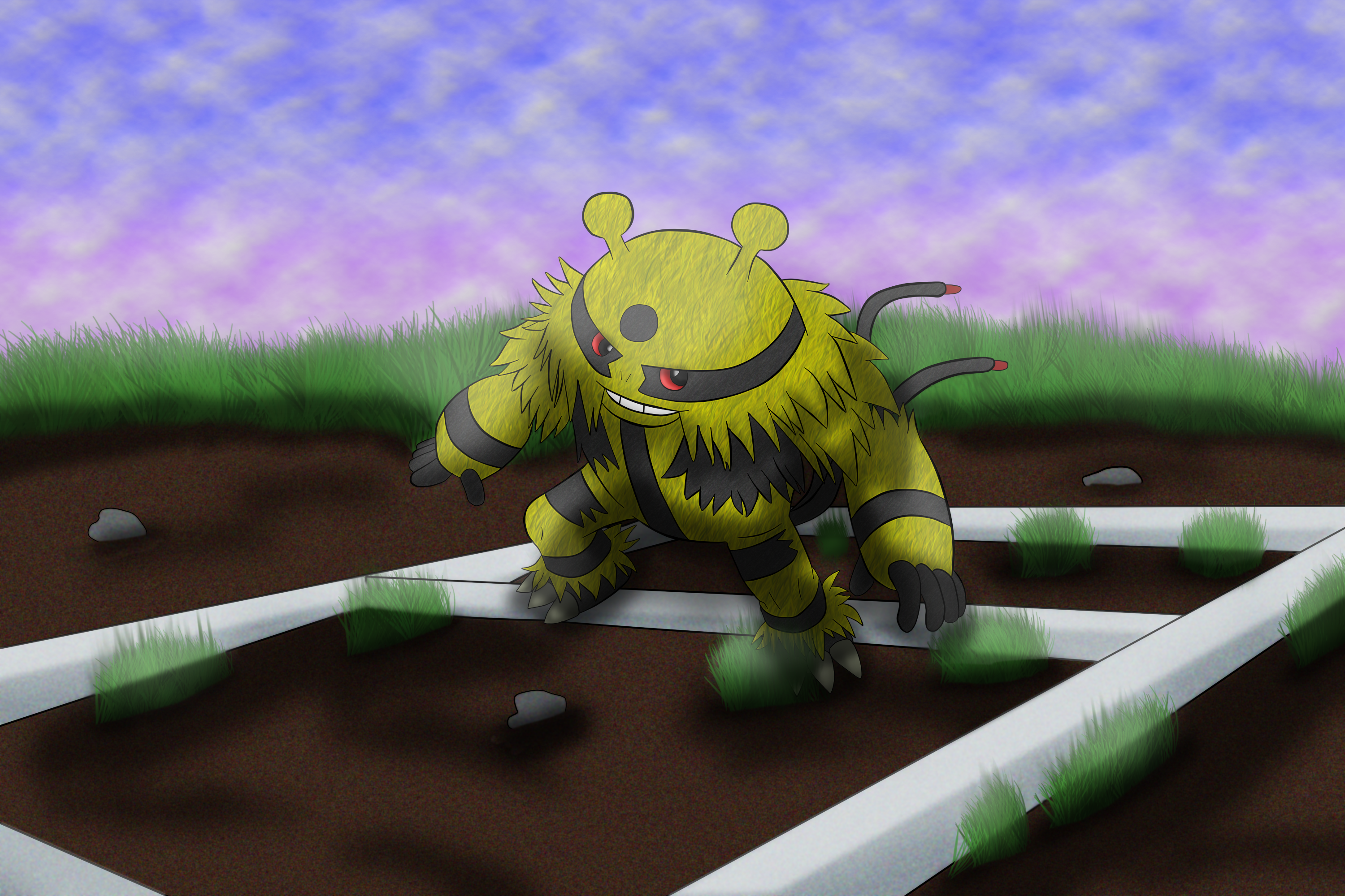 Commission 5/6: Electivire On a Plot of Land