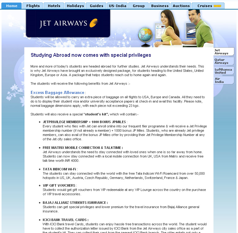 Airline offer landing page