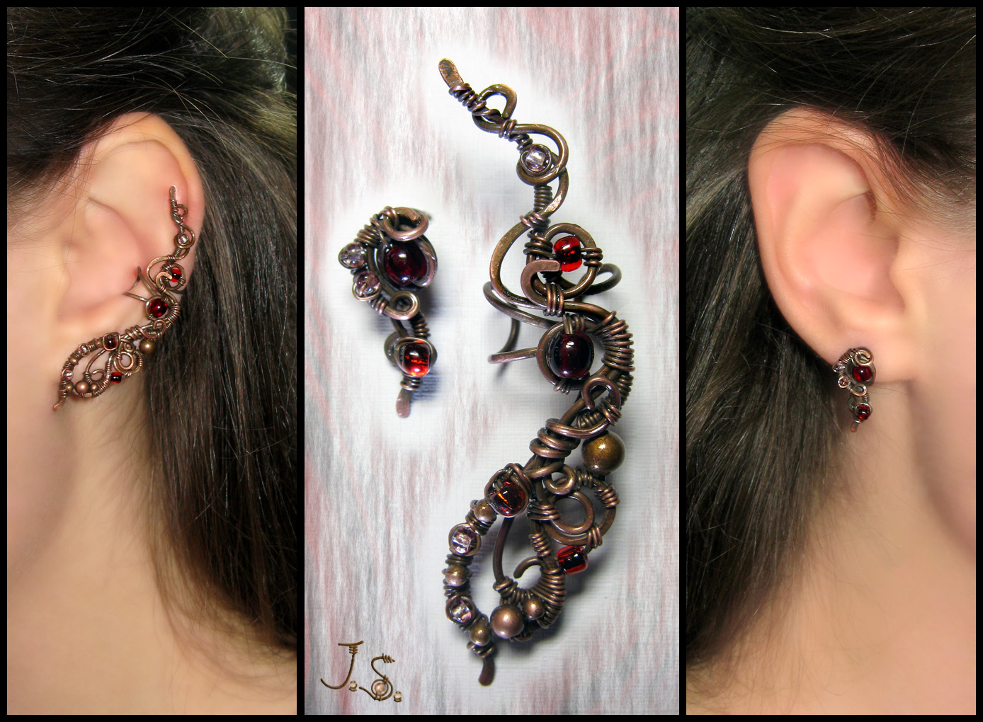 Ear cuff and stud Firebird