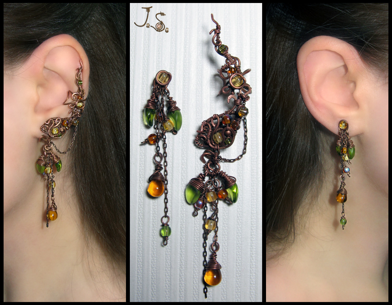 Ripe berries ear cuff and stud