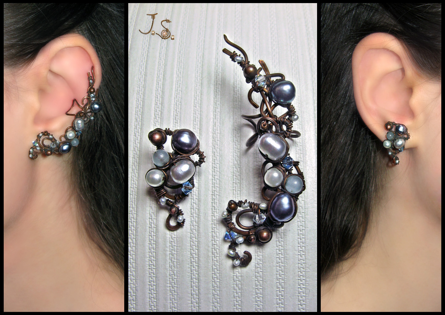 Northern sea ear cuff and stud