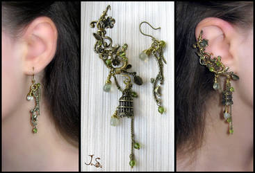 Voices of nightingales ear cuff and earring