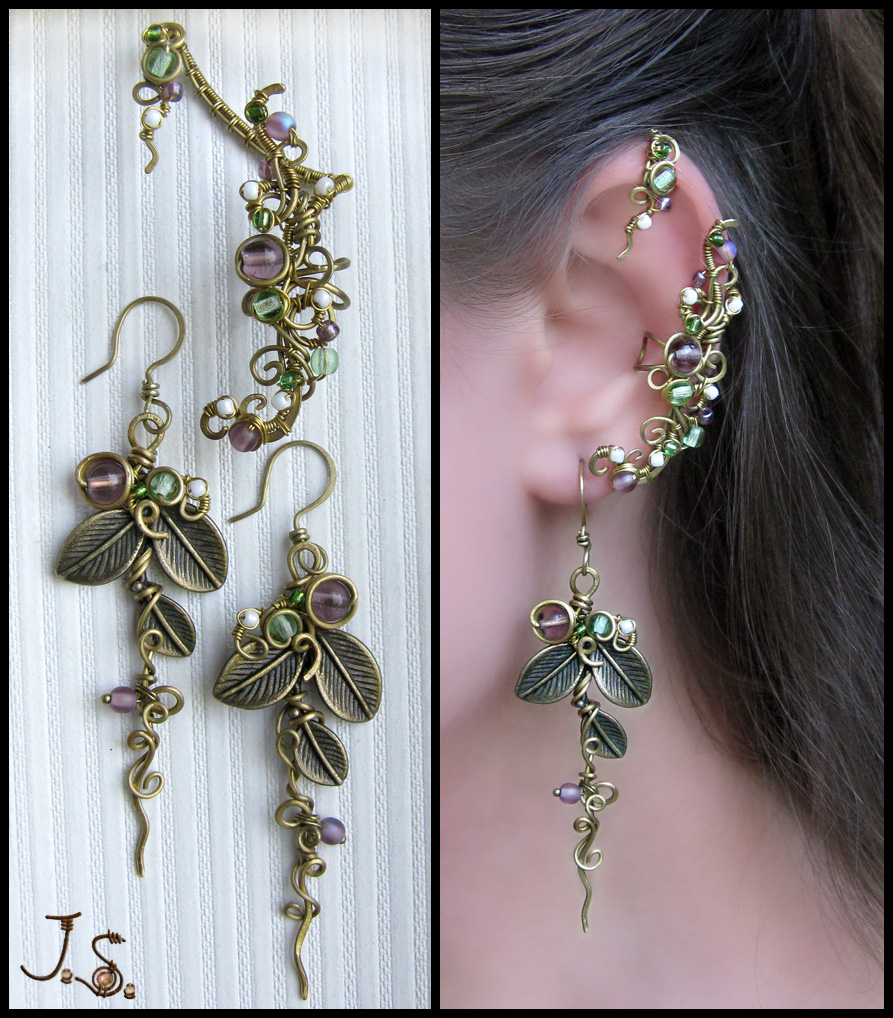 Ear cuff and stud - Seasons. Summer. by JuliaKotreJewelry