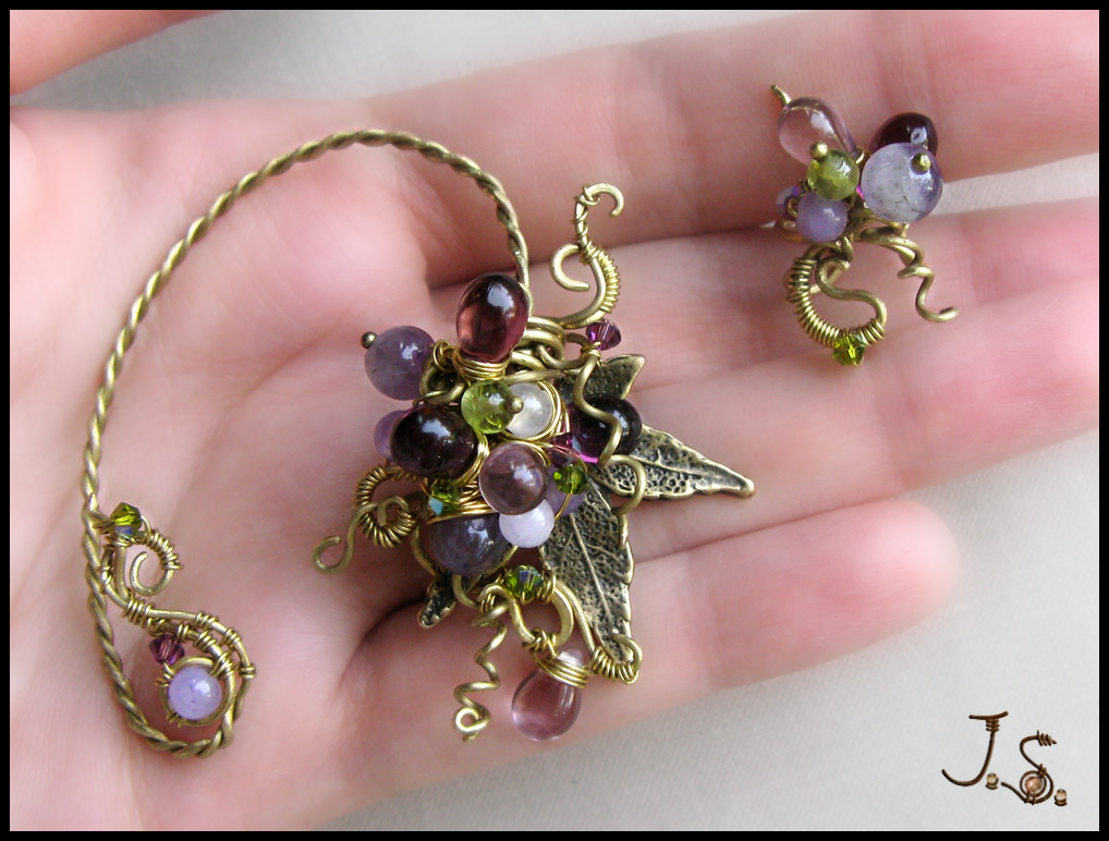 Wild grapes set of ear cuffs