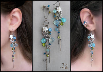 Blue lagoon earrings and ear cuff