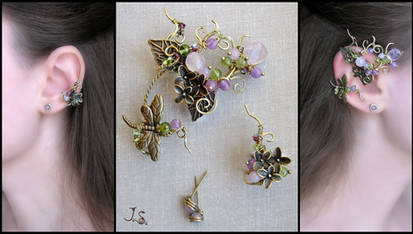 Spring in the Mirkwood set of ear cuffs and studs