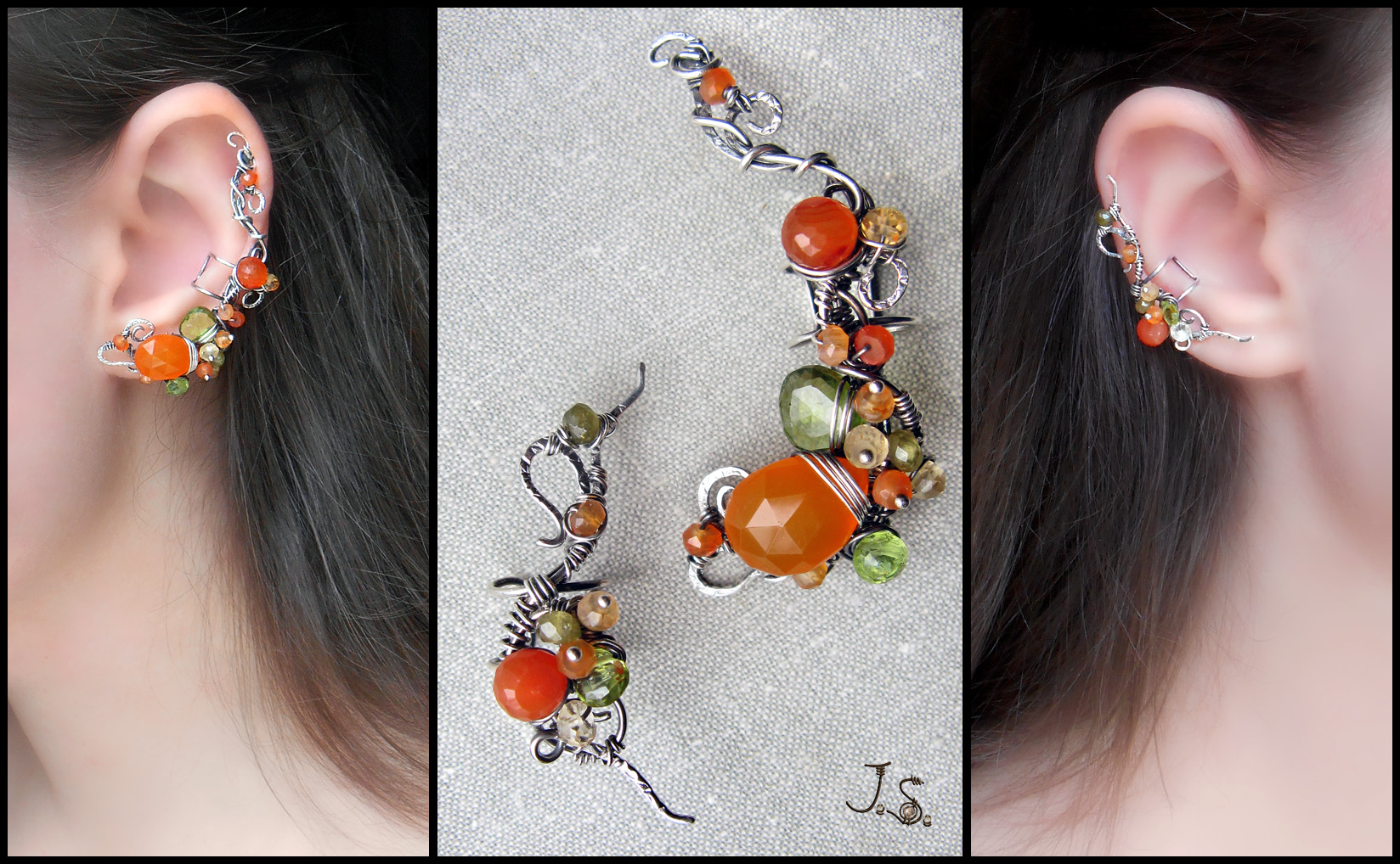 Silver ear cuffs Orange grove