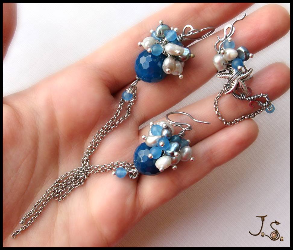 Morning at the sea - ear cuff and earrings set