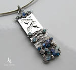 Long silver pendant The hues of the sea by JuliaKotreJewelry