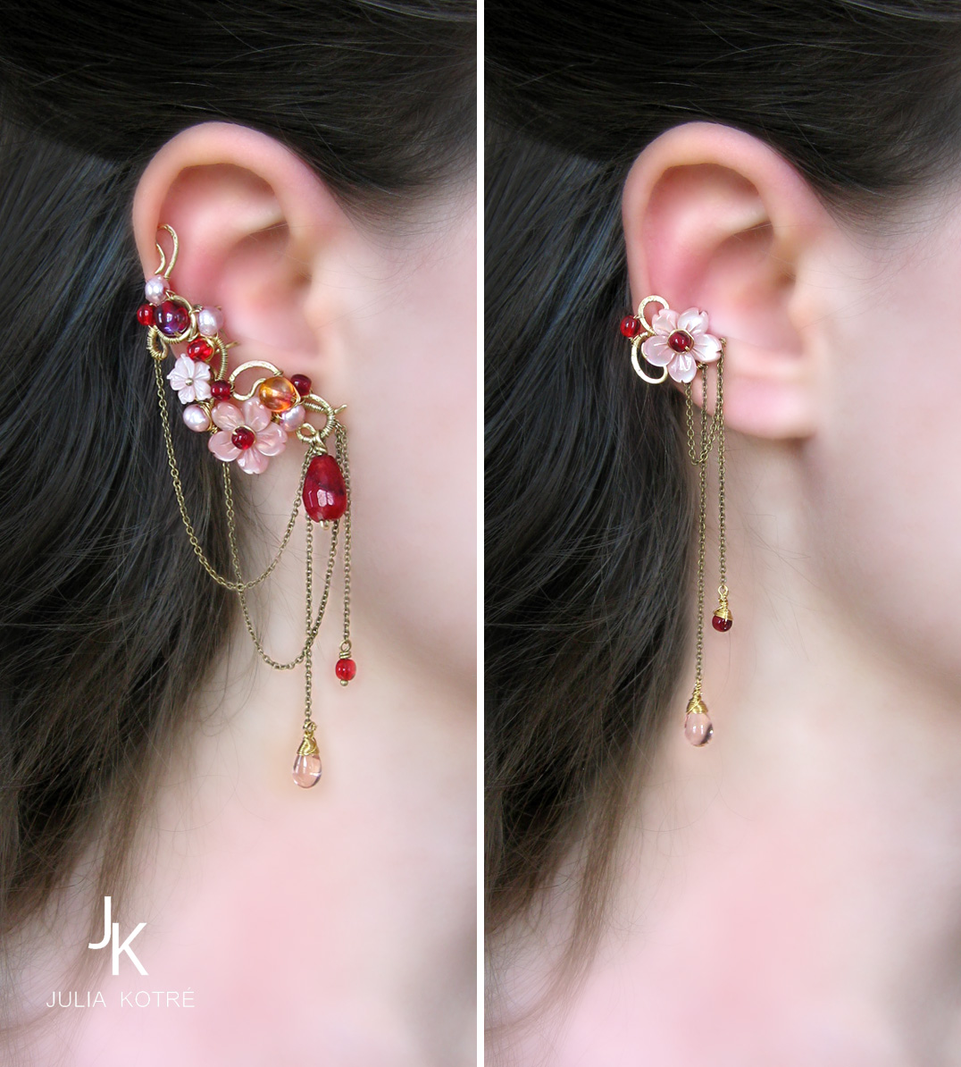 Winter plum wine ear cuffs