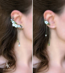 Silver ear cuffs Apple rain