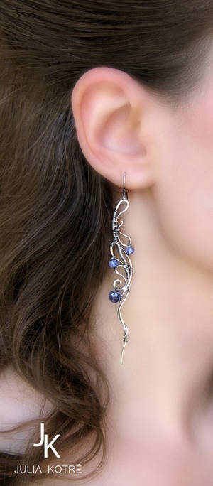 Long elven silver earrings Enchanted stream
