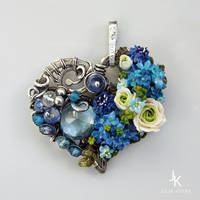 Floral silver pendant Spring in the heart