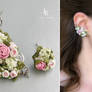 Silver ear cuff and stud Spring melody