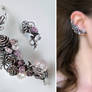 Silver ear cuff and stud Frozen roses