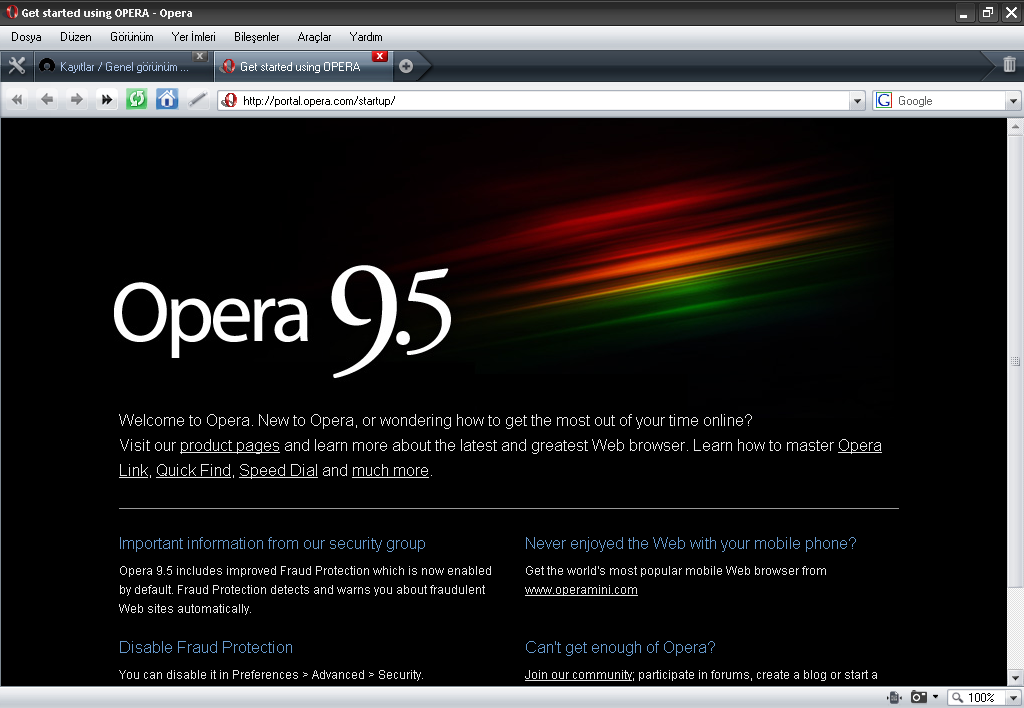 Opera 9.5 Official Screen Shot