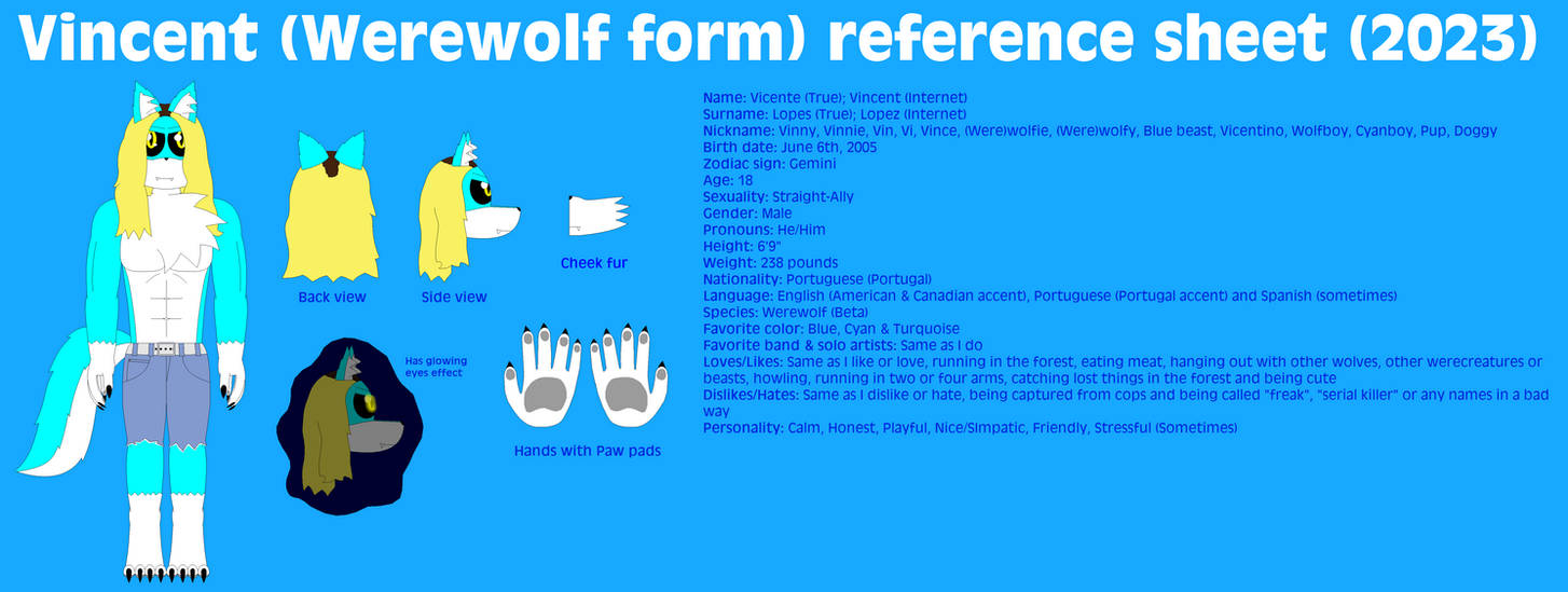 Werewolf Rerence Werewolf Me's reference sheet (2023-present) by VincentTheWerewolf on ...