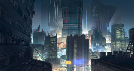 Cyberpunk CityScape by KlausPillon