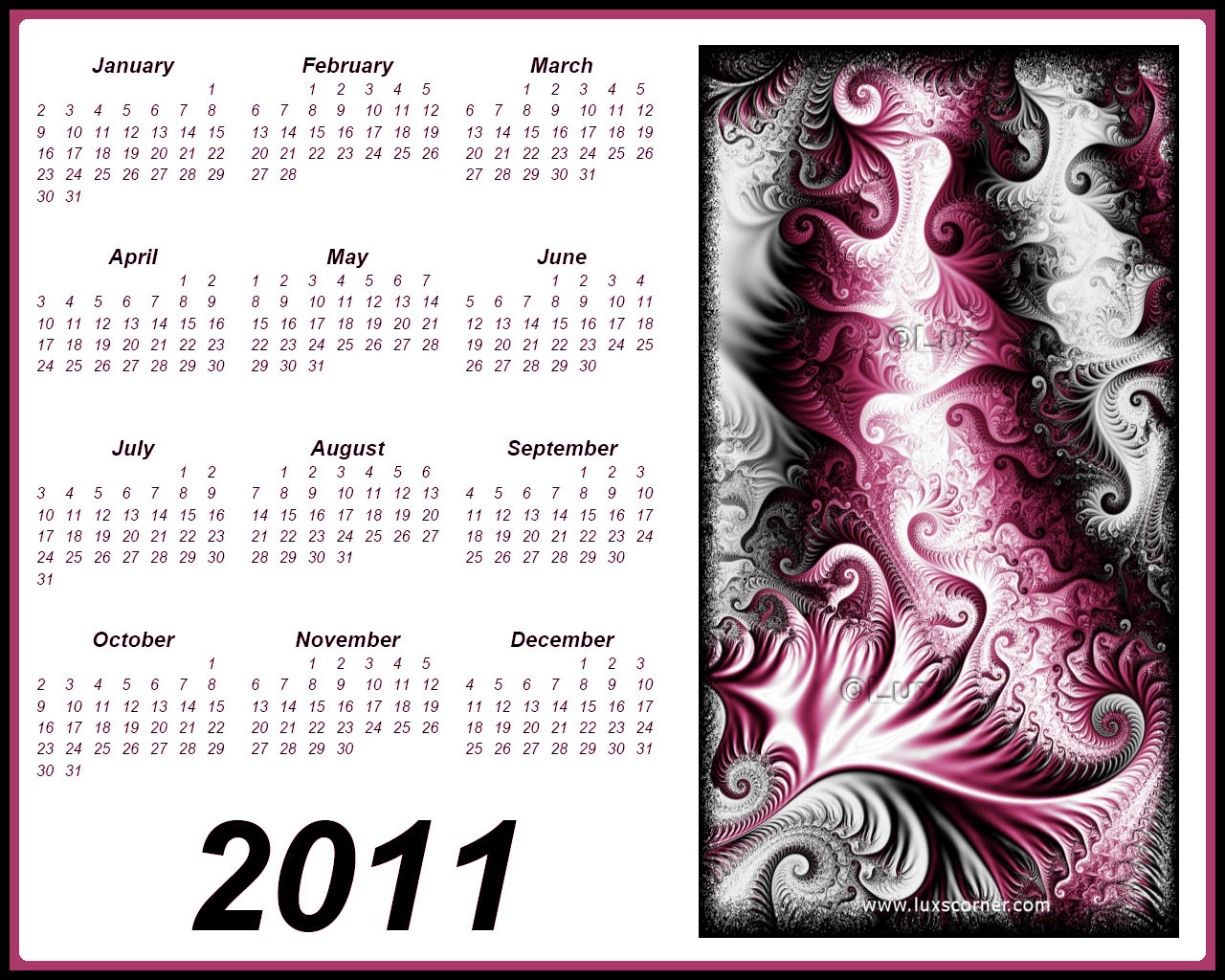 Fractal Calendar 2011 by Lux.