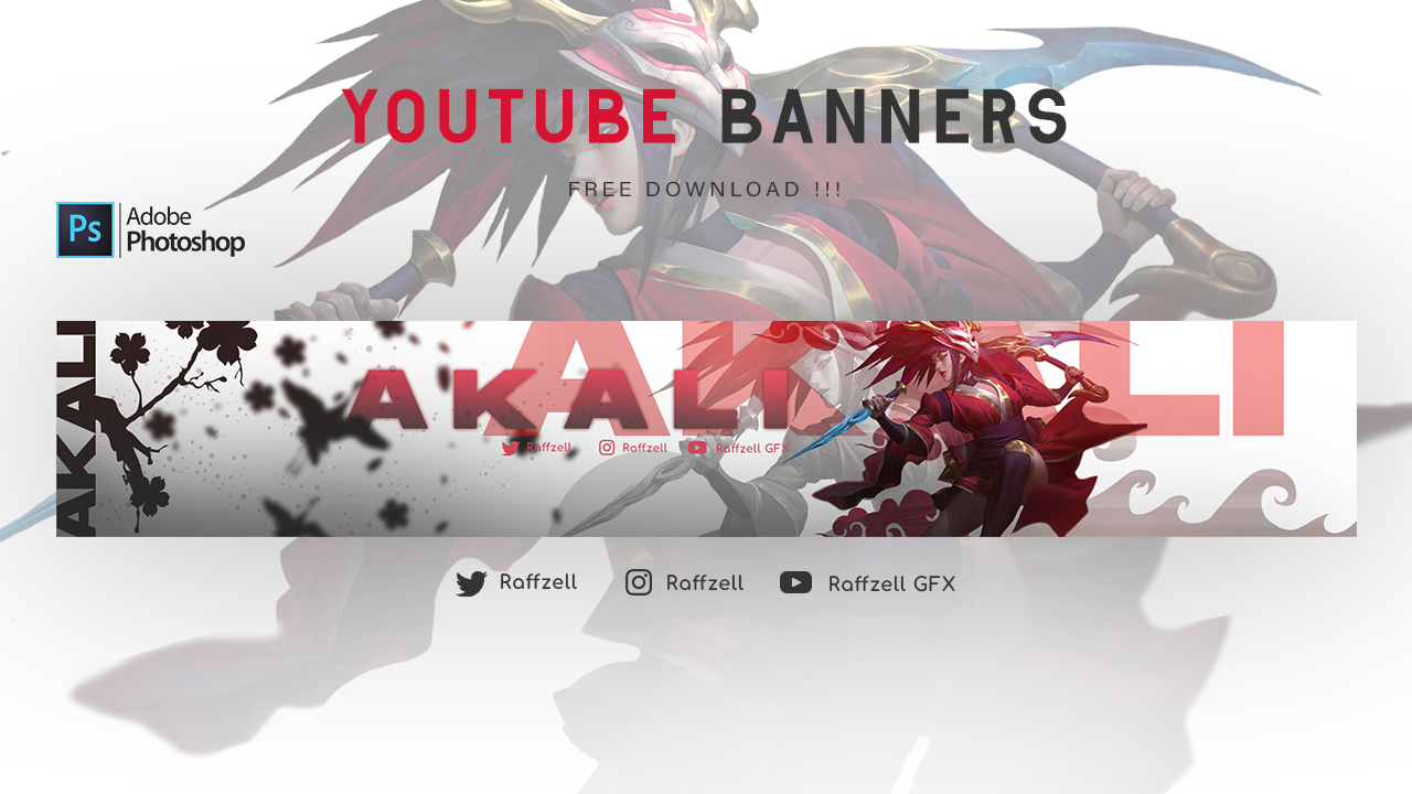 (PSD)AKALI YOUTUBE BANNER by Rafzell on DeviantArt