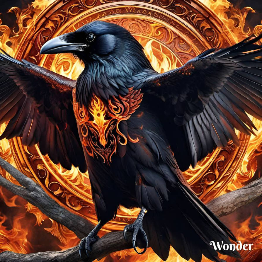 Ravenflame Detailed Ornate Fire Raven by ValkyrieEir on DeviantArt